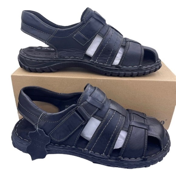 Parrazo leather fisherman comfortable black sandals Size 9.5 - Picture 1 of 9